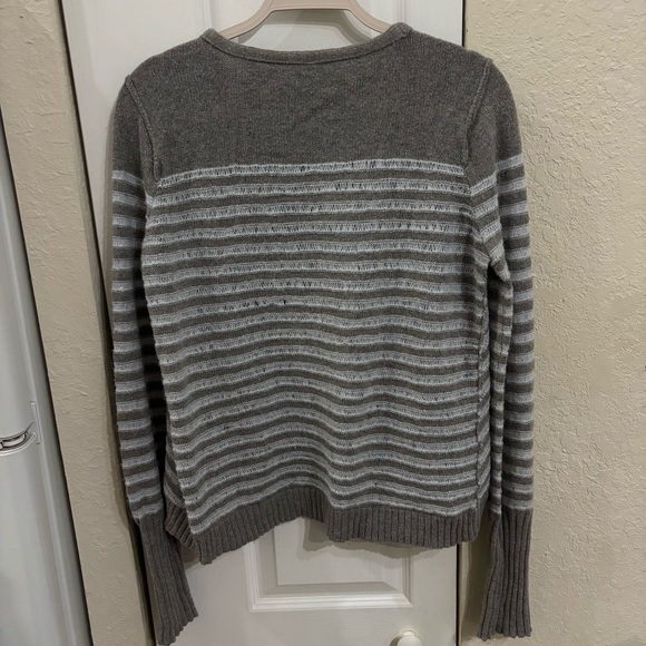 Free People The Majorette Shrunken Striped Gray Striped Sweater - Picture 4 of 7